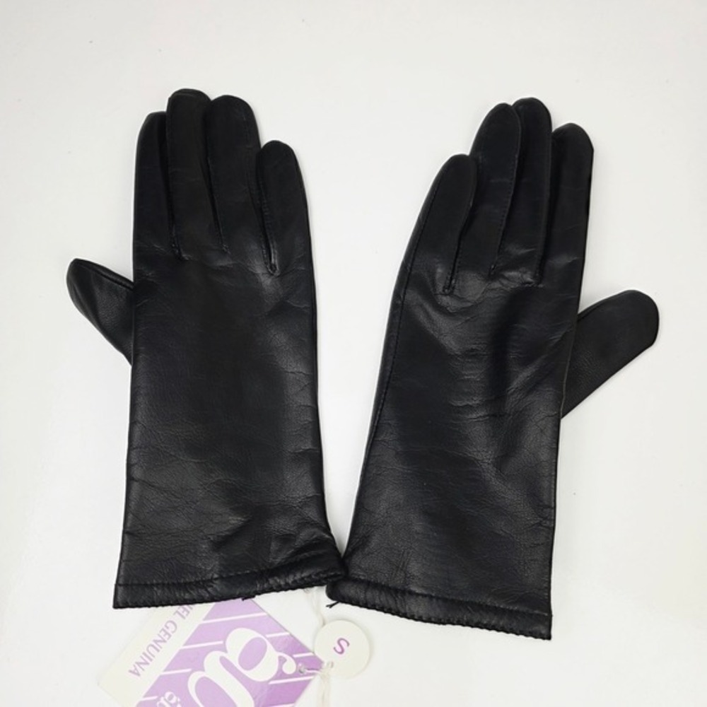 Grandoe Womens Black Genuine Leather Gloves Small Acrylic Lined New With Tags